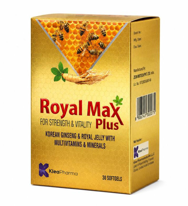 Royal Max Plus ginseng and royal jelly soft-gels pack
